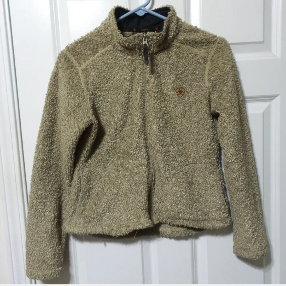 WOMENS ARIAT SMALL FUZZY BROWN TAN JACKET